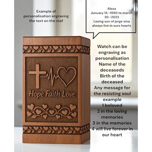 Personalized Rosewood Cremation Urn: Hope, Faith, Love, Cross & Heart wooden urn for ashes Memorial Keepsake by AYAANS - Product Image 6
