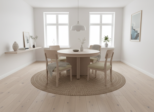 Ensemble de table basse ronde moderne avec 4 chaises en frêne massif et placage MDF, design durable et léger - Product Image 5