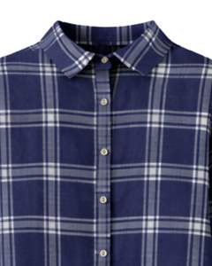 Vestido Camisero Largo a Cuadros Azul Marino Personalizado para Mujer, con Botones, Estampado a Cuadros, Casual, Midi, Mangas Largas, Venta al Por Mayor - Product Image 3