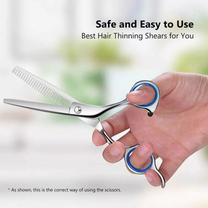 Tijeras Profesionales de Acero Inoxidable para Adelgazar el Cabello, para Diestros, Mango Largo, Punta Redonda y Afilada, 28 Dientes, Grado 6CR13, para Uso en Salón - Product Image 3