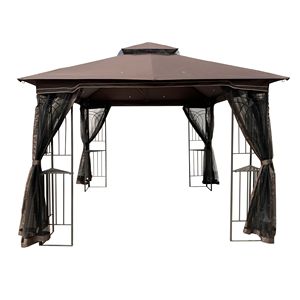 Gazebo de Patio Exterior de 10x10 con Doble Techo y Toldo, con Malla Desmontable en Todos los Lados para Control de Mosquitos - Product Image 2