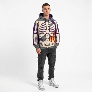 Men's Solid Embroidered <b>Sherpa</b> <b>Lined</b> 100% Cotton Pullover <b>Hoodie</b> Custom Hooded Sweatshirt Winter Casual Streetwear Eco-Friendly - Product Image 1