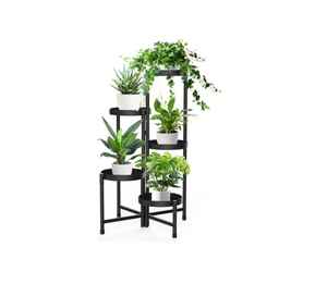 Support à plantes compact en bois à niveaux, pour intérieur et extérieur, étagère à pots de fleurs en bois naturel, présentoir pour plantes de jardin et de maison - Product Image 3