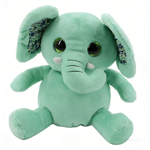 Customized Soft mint green sitting elephant <b>plush</b> toy <b>large</b> green glitter eyes blue, Pastel green jungle elephant <b>plush</b> nursery - Product Image 4