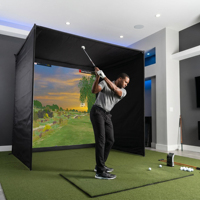Simulateur de golf domestique avec écran 3D 4K HD tactile, moniteur de lancement, analyseur de swing, système d'entraînement hivernal en intérieur, cours virtuels, double fonction