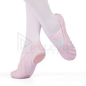Chaussons de danse en cuir Relevo pour femmes, intérieur en satin, semelle double, ballerines plates pour l'entraînement quotidien - Product Image 1