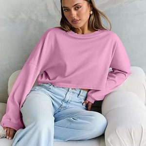 Top Corto de Moda para Mujer, Estilo Informal, de Alta Calidad, para Otoño, 100% Algodón, Manga Larga, Color Sólido, Gran Venta - Product Image 6