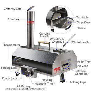 Portatile nero 12 \ "forno a legna da esterno forno a Pellet legno duro controsoffitto forno per cucina all'aperto cortile cucina all'aperto - Product Image 3