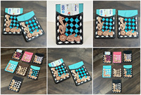 Porte-cartes d'identité en cuir fait main de luxe, personnalisé et gravé à la main, motif à carreaux, fin, sans fermeture, faible MOQ