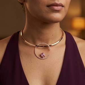 Collier en or 10k, 14k, 18k avec diamant rose solitaire cultivé en laboratoire, certifié IGI, pour femmes - Product Image 1
