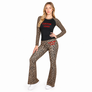 Women Sets High Waist <b>Flared</b> <b>Leggings</b> Set Leopard Print Shirts And <b>Legging</b> Set Clothing Women 2 Pieces Lounge Sets 2026 - Product Image 2