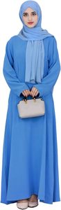 Women Modest Abaya Long Sleeve Round Neck Floor Length Solid Color <b>Loose</b> Fit Daily Wear Middle East Style Lightweight <b>Dress</b> - Product Image 5