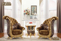 Chaises longues de luxe à dossier haut de style maharaja Chaise du trône du roi lion doré Utilisation domestique Bois traité Taille personnalisée