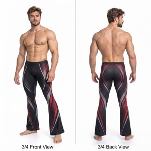 Men's Flared Leg Yoga <b>Leggings</b> <b>High</b> <b>Waist</b> Sublimation Print Sportswear <b>Legging</b> Spandex Polyester Quick Dry Yoga <b>Flare</b> Pants - Product Image 4