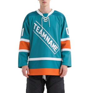 Maillots de hockey sur glace vintage pour hommes, en dentelle, de haute qualité, imprimés, pour entraînement d'équipe, personnalisables, avec numéro de légende, vêtements de sport - Product Image 1