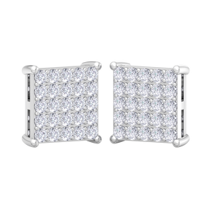 Custom Hip Hop Pave Setting Round Cut Diamond Square Cluster <b>Stud</b> Earrings Fine Jewelry Manufacturer Wholesale Gift - Product Image 4