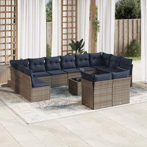 Ensemble de canapés de patio en polyrotin gris moderne avec coussins, mobilier de jardin extérieur, 10 places, design contemporain - Product Image 3