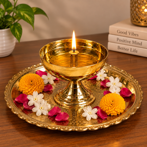 Handcrafted Brass <b>Pooja</b> Diya with Wick Holder | Traditional Golden Oil Lamp <b>for</b> <b>Mandir</b> <b>Home</b> Temple Diwali Festive Decor - Product Image 6