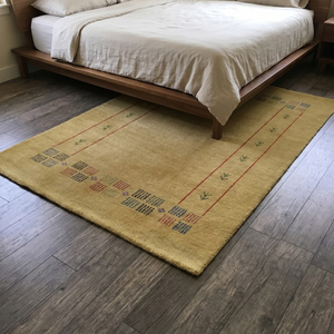 Tapis moderne beige en laine nouée à la main, motif floral classique, à poils plats, pour salon, décoration intérieure - Product Image 5