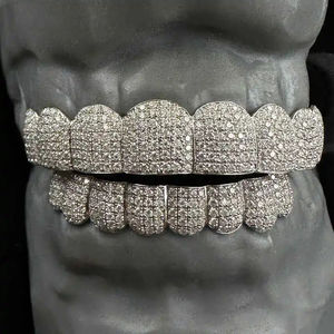 Grillz de Plata de Ley 925 con Diamantes de Moissanita, Diseño Facial, Regalo de Lujo para Moda Urbana Unisex - Product Image 1