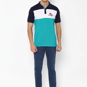 Polo à manches courtes pour homme Sportscode, coloris contrastés, bleu marine, blanc, vert sarcelle - Product Image 5