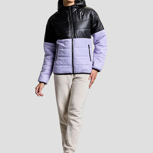 Veste matelassée coupe-vent pour femme, couleur contrastée, hiver, vêtements pour temps froid, veste matelassée à capuche pour femme, prix bas - Product Image 3