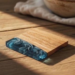 Classic Eco-Friendly Resin and Wood Coasters <b>Set</b> <b>Square</b> Tea Cup Mat Drink Holder Dining Room Living Kitchen Bar Decoration - Product Image 2