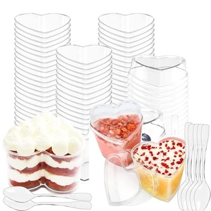 Tapa de plástico con forma de corazón para vasos de postre de 30 ml, mini pudín, mousse, gelatina, estilo vintage, con tapa abatible, apta para congelador, desechable, ideal para bebidas frías - Product Image 5