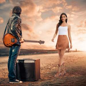 Jupe en cuir de vachette à taille élastique, style mode urbaine, personnalisable selon votre propre design, pour femme, en vente - Product Image 5