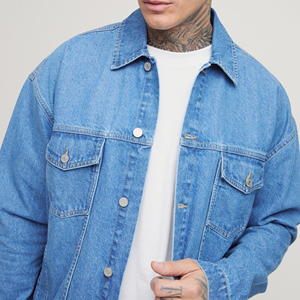 Quality Casual Embroidered Windproof Oversized Drop Shoulder Denim <b>Jeans</b> <b>Jacket</b> for Men Distressed <b>Black</b> 100% Cotton Winter - Product Image 2