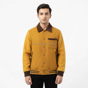 แจ็คเก็ตวาร์ซิตี้ผู้ชาย ขายส่ง แจ็คเก็ตเบสบอลแบบ Letterman สำหรับผู้ชาย แจ็คเก็ตบอมเบอร์ แขนหนัง ปักโลโก้ รับผลิตแบบ OEM ODM - Product Image 1