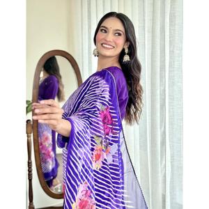 ATRACTIVA VISCOSA SECUENCIA CODIFICACIÓN BORDADO TRABAJO FONDO SUPERIOR CON DUPATTA MORADO - Product Image 4