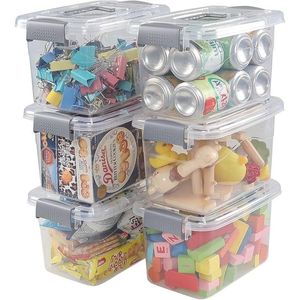 Set di 6 Contenitori in Plastica Trasparente da 5 Quarti con Manici e Chiusure a Scatto per Organizzazione Casa, Scuola e Ufficio - Product Image 2