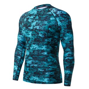 Camiseta de Protección Solar Personalizada para Hombre, Manga Larga, Transpirable, de Spandex, para Surf, Natación, Deportes Acuáticos, Impresión Digital OEM - Product Image 1