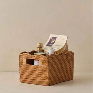 Panier de rangement pour magazines en rotin, fait main, en osier naturel, idéal pour organiser les tiroirs, ranger les magazines et les livres. - Product Image 3