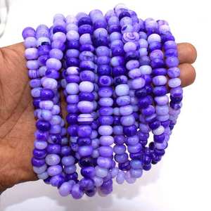 Perles d'opale bleu foncé naturel, lisses, rondes, de 7 à 8 mm, à grand trou, polies, pour la création de bijoux - Product Image 4