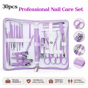 Ensemble de soins des ongles professionnel, ensemble de manucure et de pédicure multi-usages, ensemble de manucure en acier inoxydable, kit de manucure pratique pour les voyages - Product Image 1