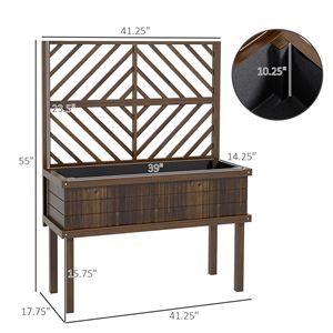 For Outsunny Outdoor Garden Patio Carbonized <b>Wood</b> <b>Planter</b> Raised Garden Bed <b>Trellis</b> for Climbing Plants Vegetable Grape Vines - Product Image 3