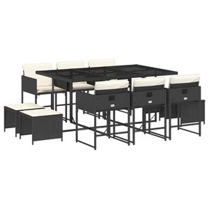 Ensemble de salle à manger de jardin pliable pour 10 personnes en rotin PE noir - Product Image 2