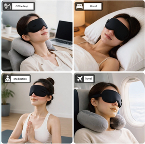 Masque de sommeil 3D profilé à pression zéro avec logo personnalisé, sangle réglable, unisexe, occultant - Product Image 6