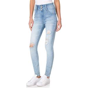 Pantalon de jegging en jean super extensible taille moyenne pour femmes, coupe ajustée et flatteuse, pantalon plat avant de couleur unie, plusieurs tailles, longueurs - Product Image 5