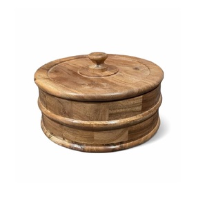 Boîte à chapati classique en bois naturel faite à la main, très demandée, résistante à l'humidité, avec couvercle rabattable, compatible lave-vaisselle, récipient alimentaire de cuisine - Product Image 4