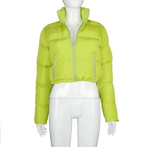 <b>Cropped</b> Bubble Coat for Women Winter Warmth Fashion <b>Cropped</b> <b>Puffer</b> <b>Jacket</b> with Detachable Collar Lightweight Design - Product Image 1