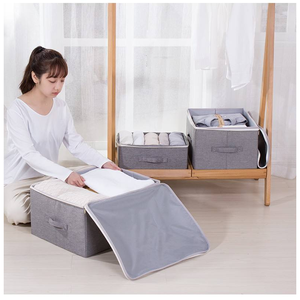 Large Capacity 2-Layer Foldable Fabric <b>Storage</b> Box Organizer with Handles Clothing & Quilt <b>Rectangular</b> <b>Basket</b> & Bin - Product Image 2