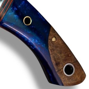 Couteaux de chasse en acier à motifs avec lame fixe courbée et manche en bois brun pour le camping, le dressage sur le terrain et les activités de bushcraft - Product Image 2