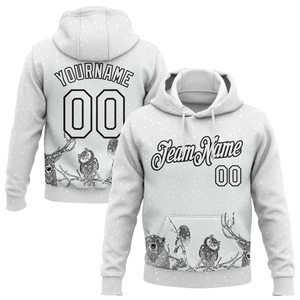 Sudadera con Capucha 3D para Hombre, Diseño Nuevo, Personalizada, Cosida, Blanca y Negra, con Estampado de Animales Navideños, Ecológica, Venta al Por Mayor Directa de Fábrica - Product Image 1