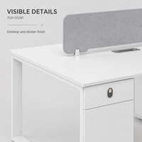 Poste de travail de bureau pour 4 personnes avec armoires de rangement et séparateurs en tissu, 2800 mm, blanc, mobilier de bureau modulaire