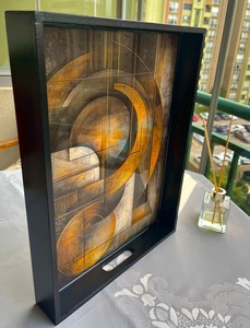 Modern Luxury Serving Tray Solid Gold Inlay Design Black Frame <b>Decorative</b> <b>Plate</b> Wood Eco-Friendly Handpainted Art Style - Product Image 4