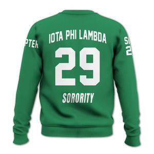 Chaqueta Universitaria Personalizada Iota Phi Lambda, Chaqueta Universitaria Verde Esmeralda Personalizada, Sudadera de la Hermandad Iota Phi Lambda - Product Image 6