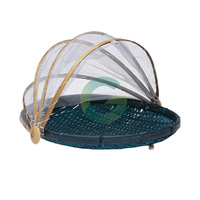 Couvre-aliments réutilisables en bambou tressé naturel et écologique de 35 cm, style classique, nouveau design, en forme de parapluie en maille pour la table
